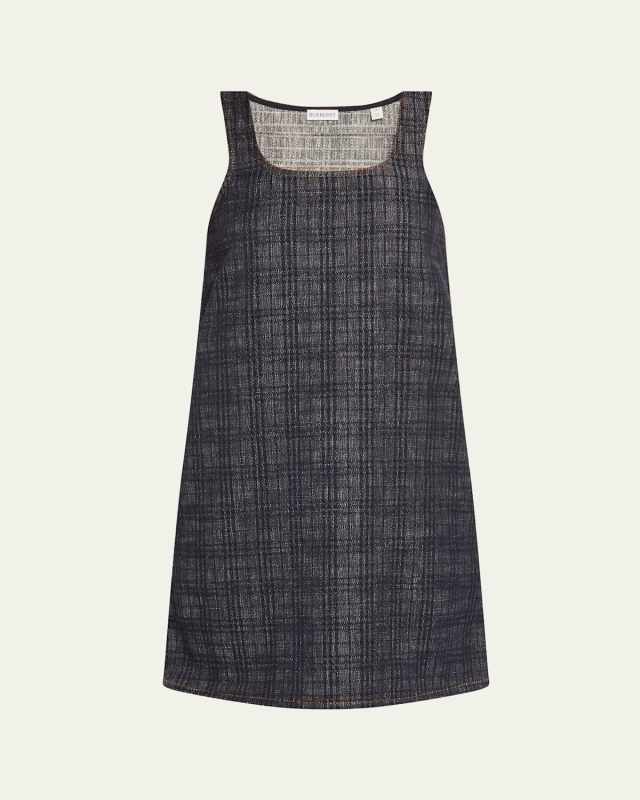 Check Denim Sleeveless Mini Dress